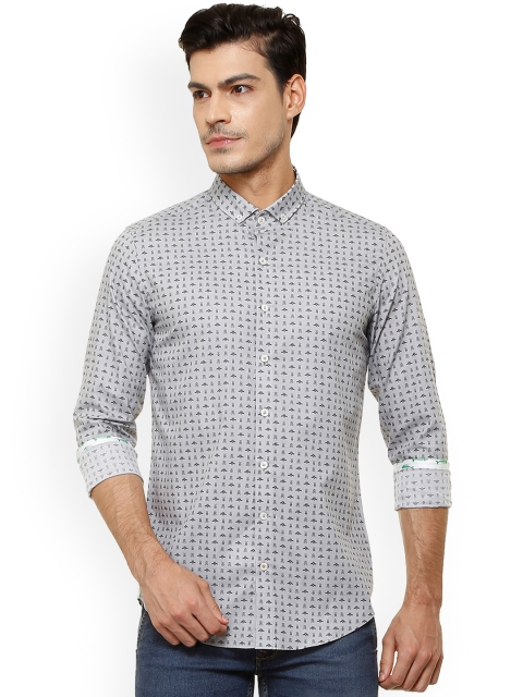 

SIMON CARTER LONDON Men Grey Slim Fit Printed Casual Shirt