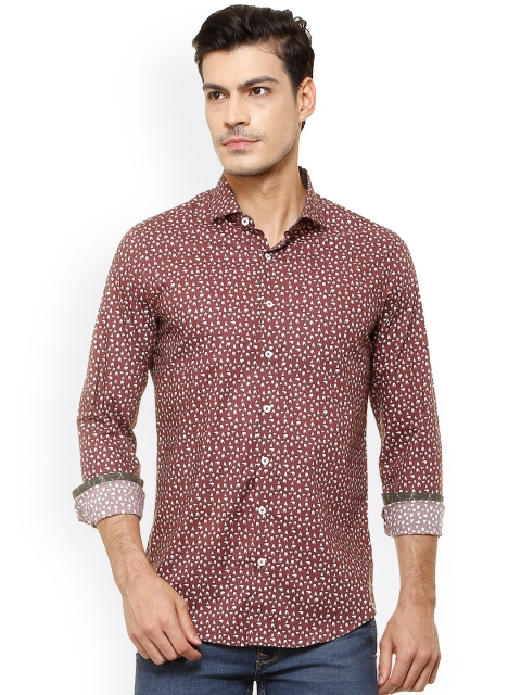 

SIMON CARTER LONDON Men Maroon Slim Fit Printed Casual Shirt