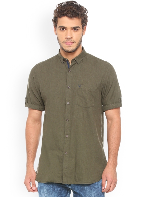 

Allen Solly Men Grey Regular Fit Solid Casual Shirt