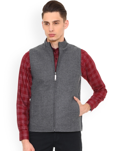 

Allen Solly Men Grey Self Design Reversible Open Front Jacket