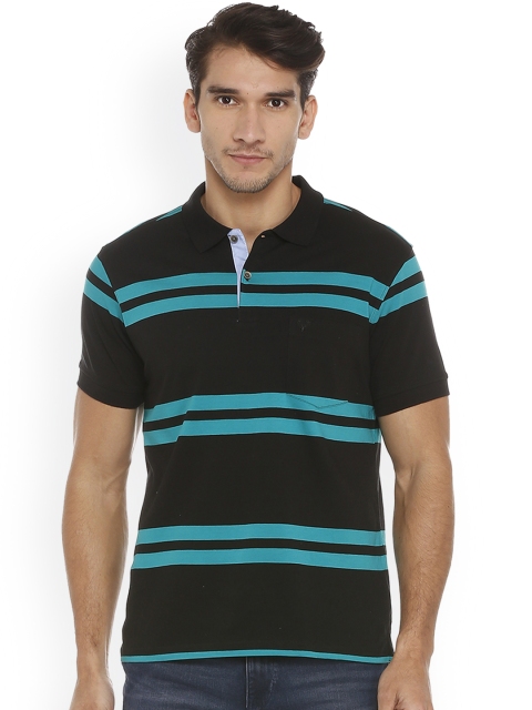 

Allen Solly Men Black Striped Polo Collar T-shirt
