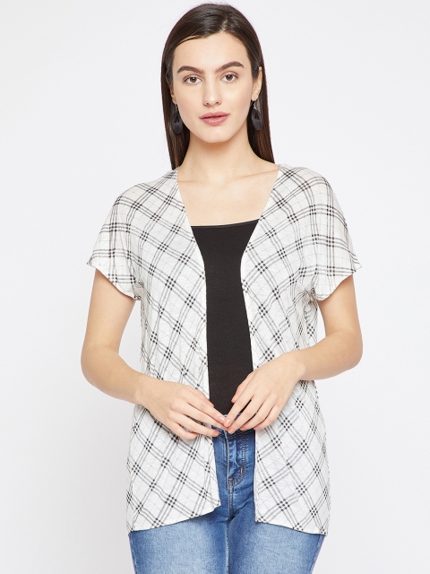 

RARE White & Black Checked Open Front Shrug