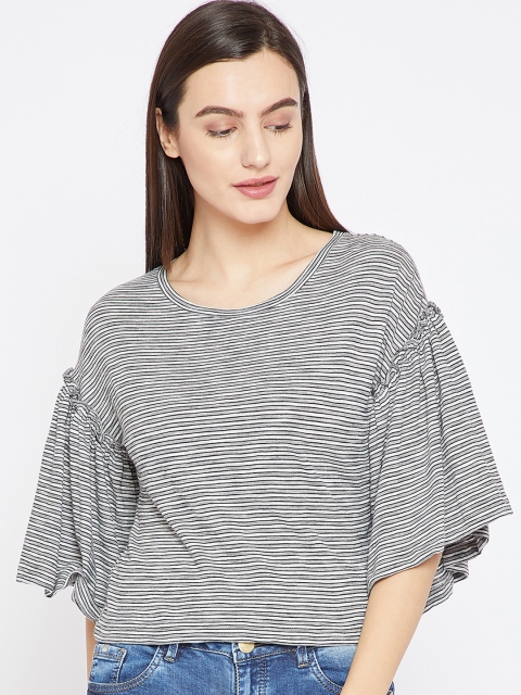 

RARE Women Off-White & Grey Striped Top