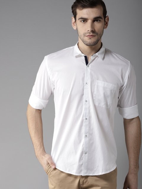 

DENNISON Men White Slim Fit Solid Casual Shirt