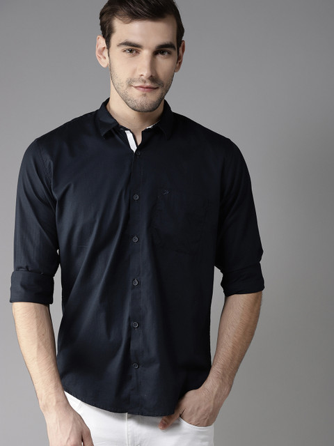 

DENNISON Men Navy Blue Slim Fit Solid Casual Shirt