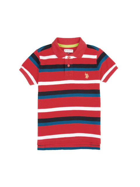 

U.S. Polo Assn. Boys Red Striped Polo Collar T-shirt