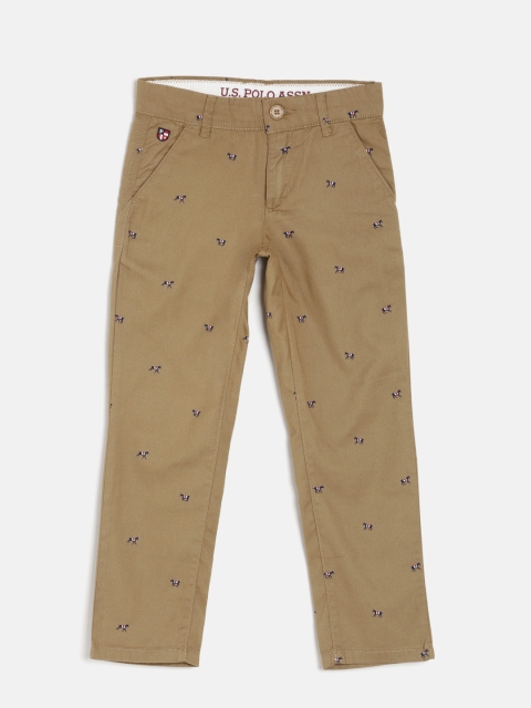 

U.S. Polo Assn. Kids Boys Khaki Regular Fit Printed Chinos