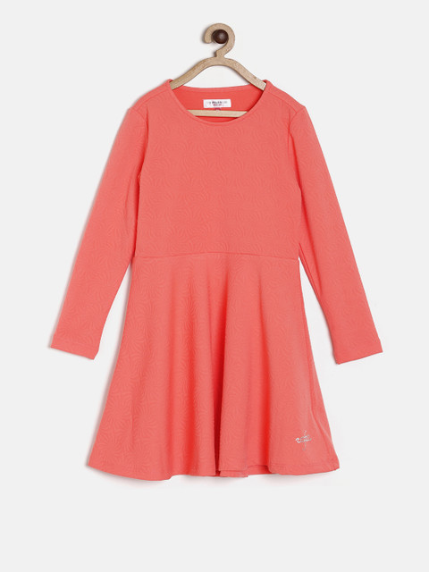 

U.S. Polo Assn. Kids Girls Coral Self Design A-Line Dress