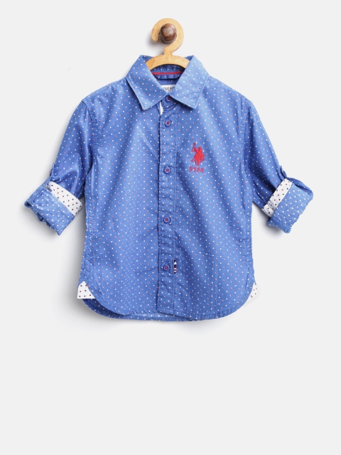 

U.S. Polo Assn. Kids Boys Blue Regular Fit Printed Casual Shirt