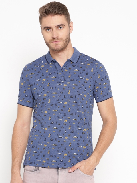 

Blackberrys Men Blue Printed Polo Collar T-shirt