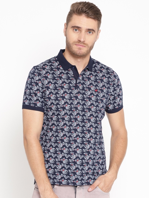

Blackberrys Men Navy Blue & White Printed Polo Collar T-shirt