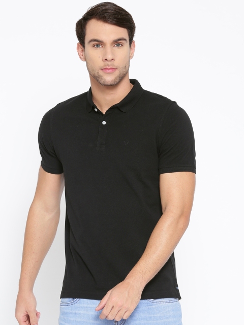 

Blackberrys Men Black Solid Polo Collar T-shirt