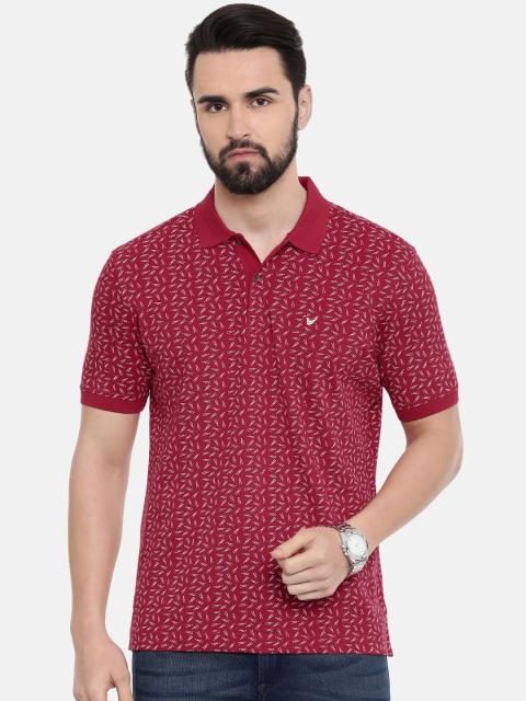 

Blackberrys Men Maroon Printed Polo Collar T-shirt