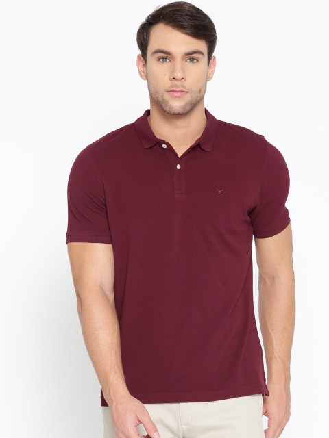 

Blackberrys Men Burgundy Solid Polo Collar T-shirt