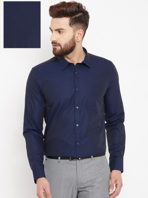 

Blackberrys Men Navy Blue Slim Fit Self Design Formal Shirt
