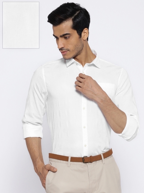 

Blackberrys Men White Slim Fit Self Design Casual Shirt