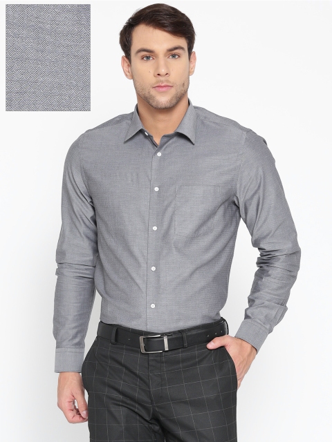 

Blackberrys Men Grey Slim Fit Self-Design Formal Shirt