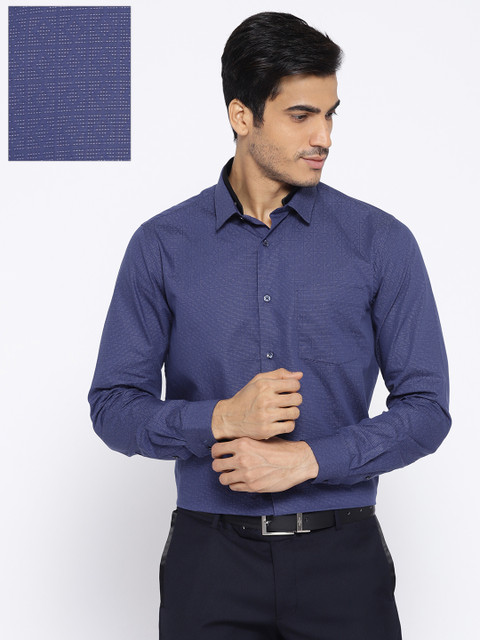 

Blackberrys Men Navy Blue Slim Fit Self Design Partywear Shirt