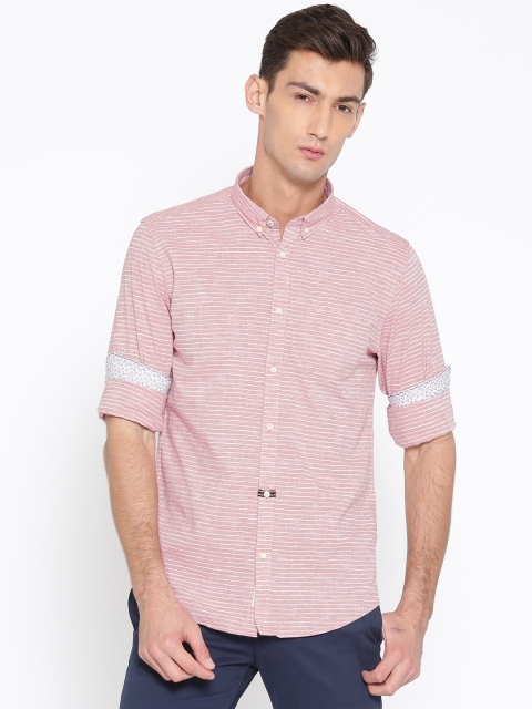 

Blackberrys Men Red & White Slim Fit Striped Casual Shirt