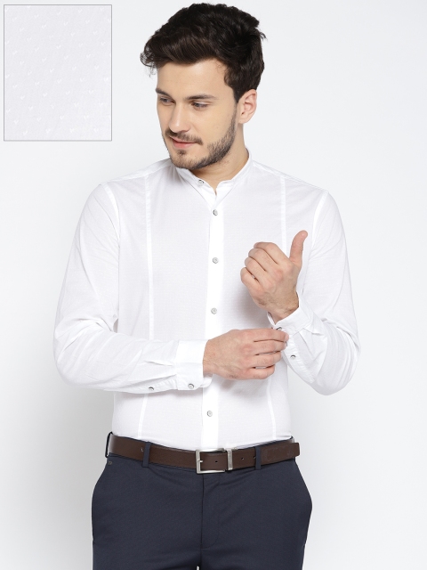 

Blackberrys Men White Slim Fit Self Design Formal Shirt