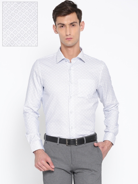 

Blackberrys Men White & Blue Slim Fit Printed Formal Shirt