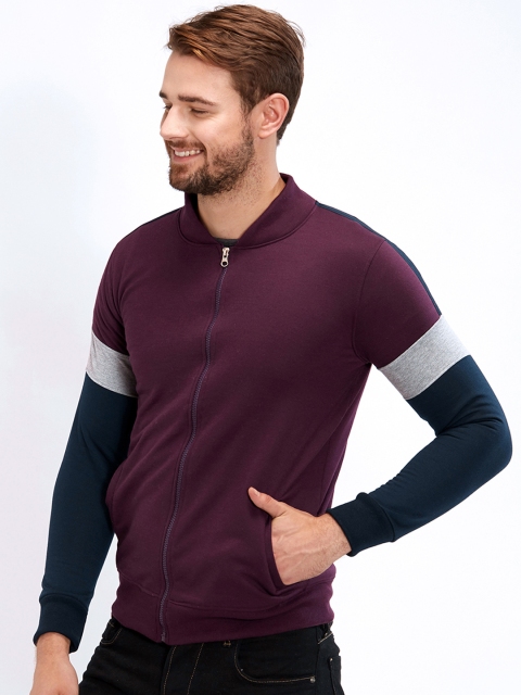 

Maniac Men Maroon Colourblocked Bomber