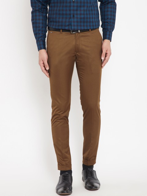 

Blackberrys Men Brown Regular Fit Solid Formal Trousers