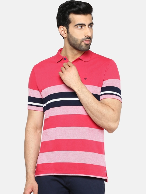 

Blackberrys Men Pink Striped Polo Collar T-shirt