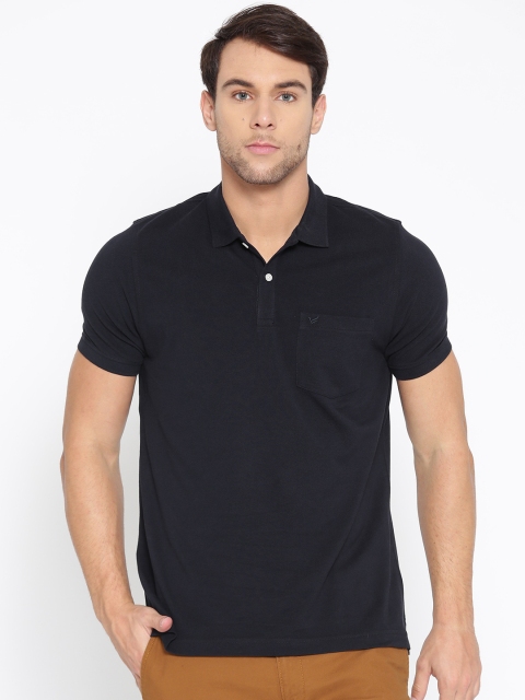 

Blackberrys Men Navy Blue Solid Polo Collar T-shirt