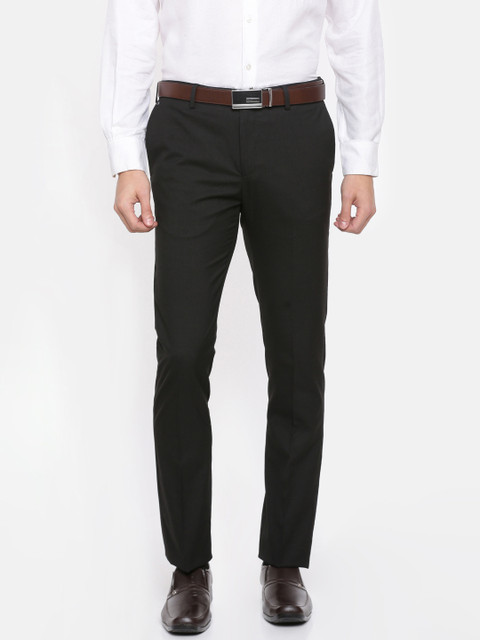 

Blackberrys Men Black Sharp Tapered Fit Solid Formal Trousers