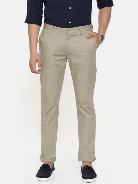 

Blackberrys Men Grey Tapered Fit Self Design Regular Trousers
