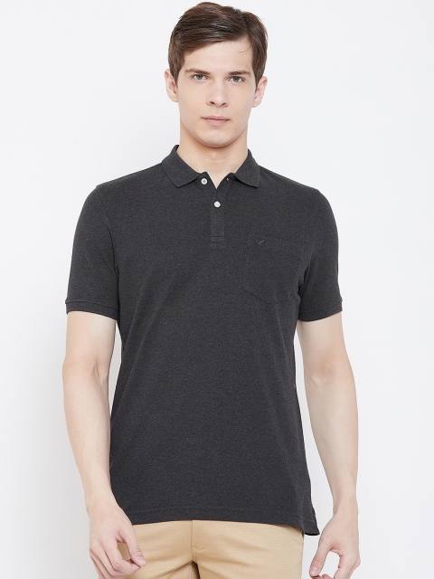 

Blackberrys Men Charcoal Grey Solid Polo Collar T-shirt