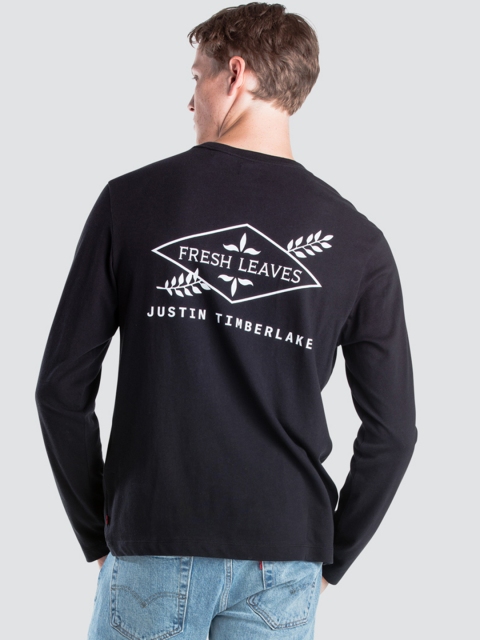 

Levis x Justin Timberlake Men Black Back Printed Round Neck T-shirt