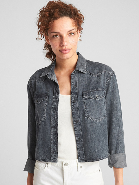 

GAP Women Denim Western Shirt, Blue