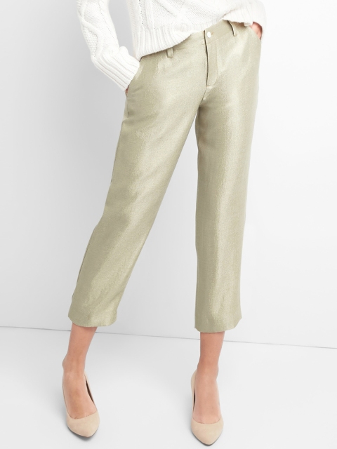 

GAP Women Gunmetal-Toned Regular Fit Solid Regular Trousers, Metallic