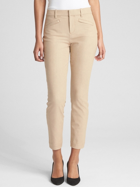 

GAP Women Beige Skinny Fit Solid Regular Trousers