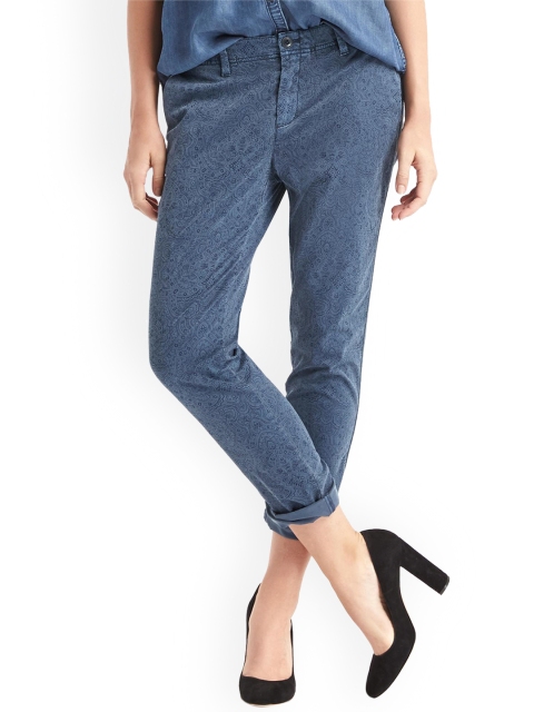 

GAP Women Blue Girlfriend Print Trousers