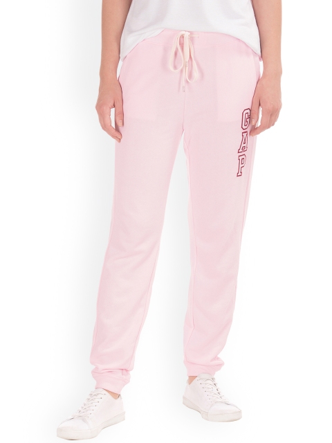 

GAP Women Pink Logo Applique Knit Track Pants