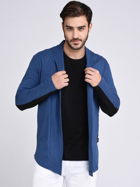 

Rigo Men Blue & Black Solid Open Front Shrug