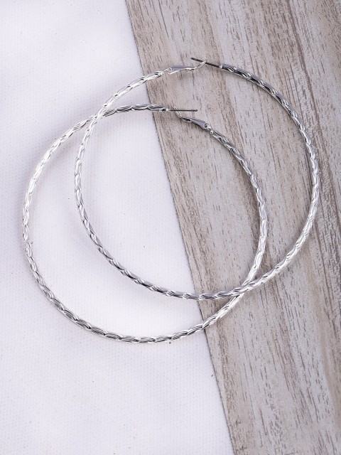 

justpeachy Silver-Toned Circular Hoop Earrings