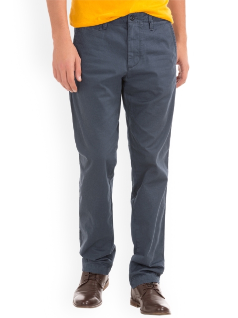 

GAP Men Blue Straight Fit Solid Regular Trousers