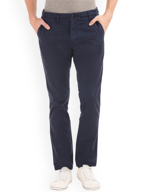 

GAP Men Navy Blue Slim Fit Solid Regular Trousers