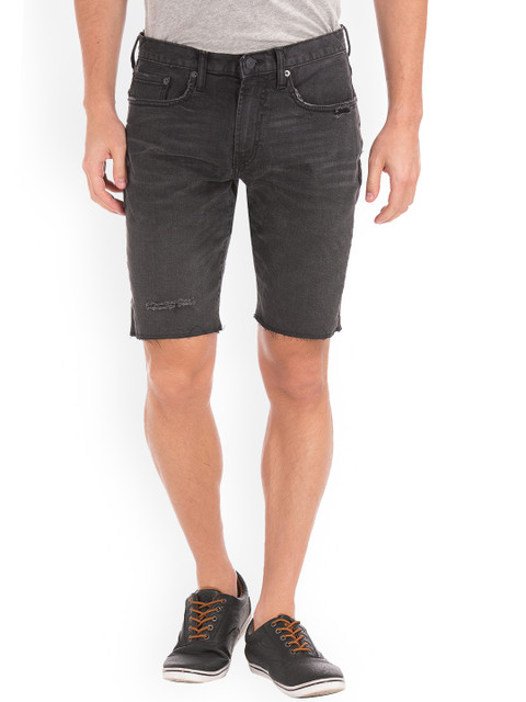 

GAP Men Distressed Denim Shorts, Black