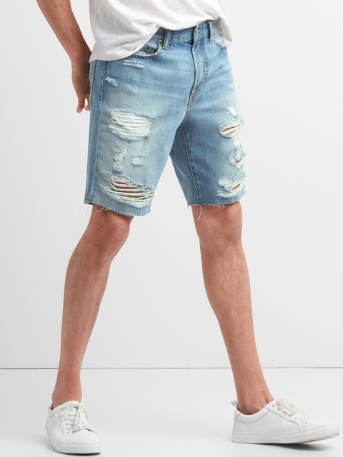 

GAP Men Blue Destructed Denim Shorts