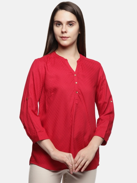 

Annabelle by Pantaloons Women Pink Self Design Top