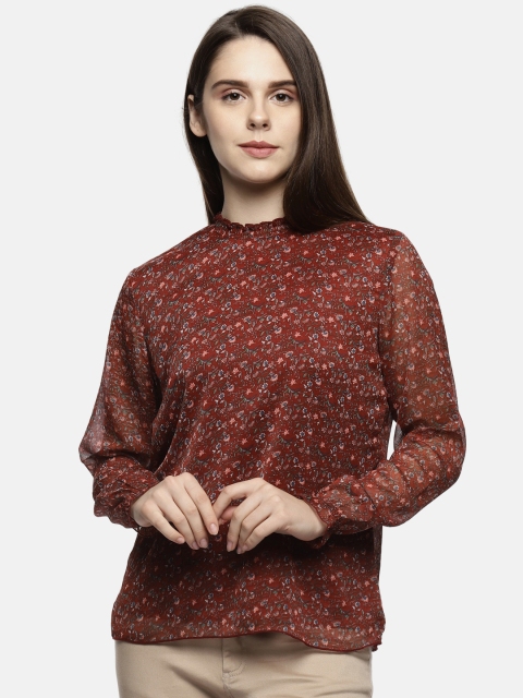 

Annabelle by Pantaloons Women Maroon Printed Top