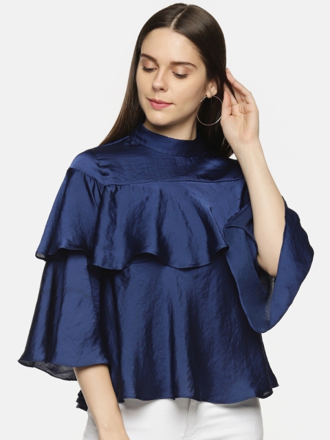 

Annabelle by Pantaloons Women Navy Blue Solid Tiered Top