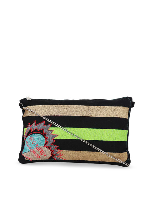 

Diwaah Black & Gold-Toned Embroidered Sling Bag