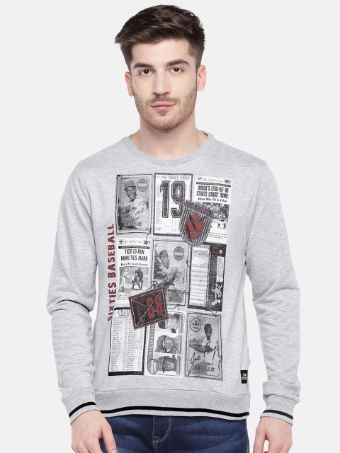 

People Men Grey Printed Sweatshirt