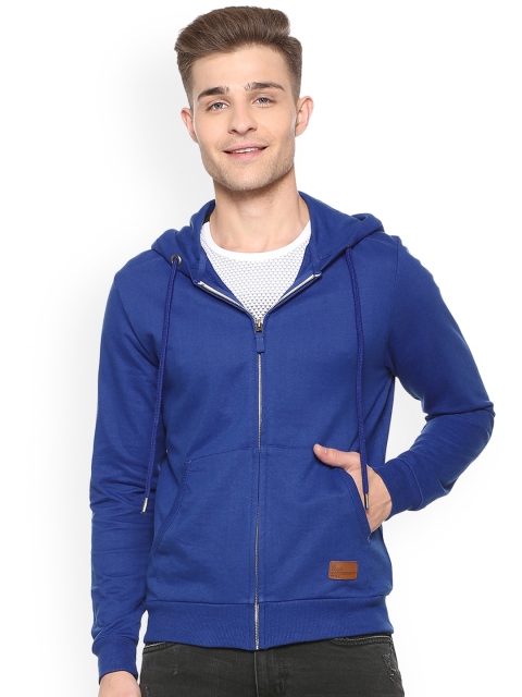 

People Men Blue Solid Hooded Sweatshirt
